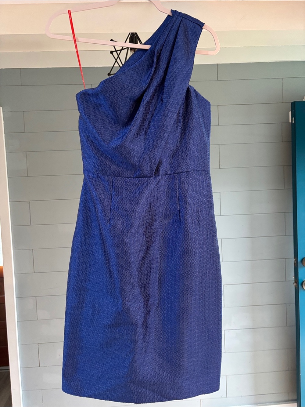 Monique Lhuillier One-Shoulder Royal Blue Sheath Dress
